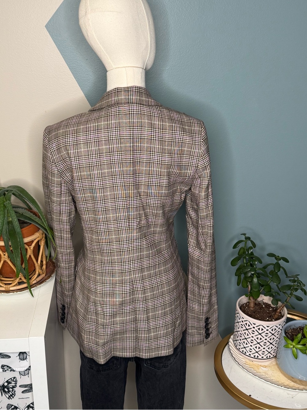 Halogen Prince of Wales Plaid Tailored Blazer Office Heritage Equestrian Size 6 - Picture 6 of 13